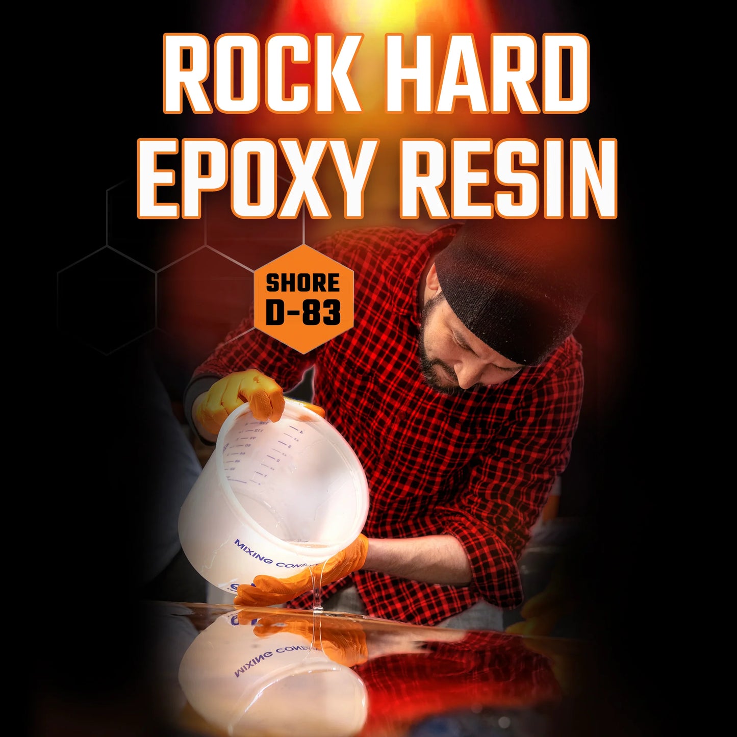 A man pouring 1.5 Gallon Kit Rock-Hard Epoxy Resin & Hardener.