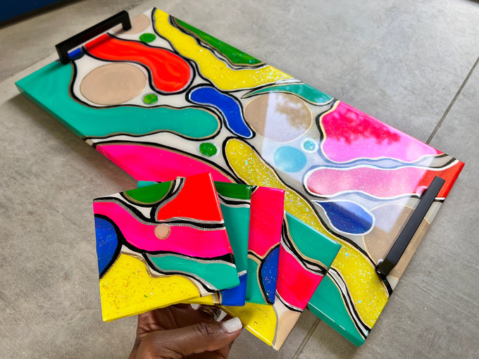 Pop Art Tray & Coaster Set