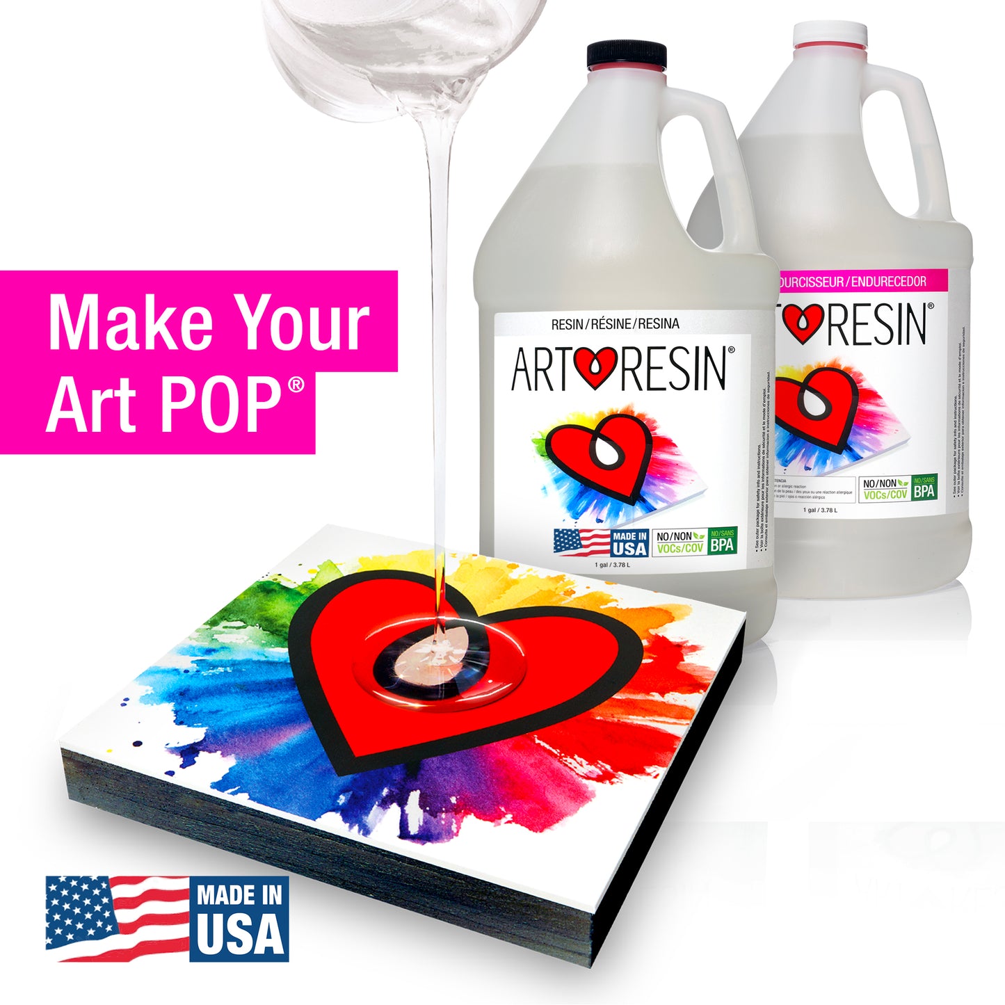 Art Coat 2 Gallon Epoxy Kit (Stone Coat Countertops) Colorable DIY Art Resin  Epoxy with Added UV Inhibitors and Heat Resistance for Coating Surfaces  with Unique Designs! 