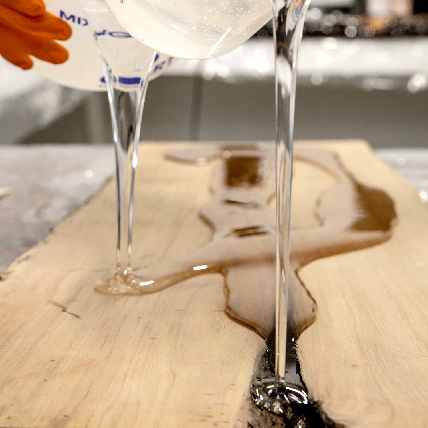 Pouring of a 15 Gallon Kit Rock-Hard Epoxy Resin.